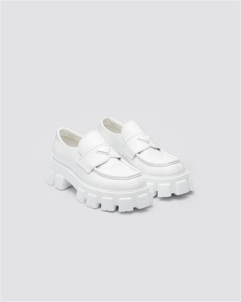 prada white creepers|prada monolith loafers women's.